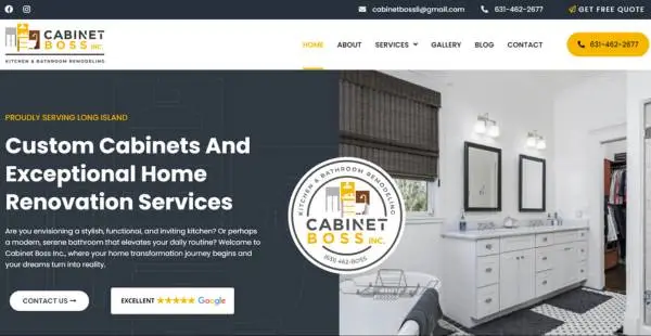 Cabinet boss Rebranding and website design and development, image screenshot of homepage